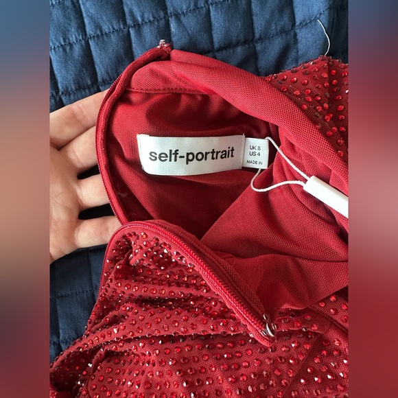 NWT Self Portrait Red Mesh Maxi Dresss - Picture 9 of 13